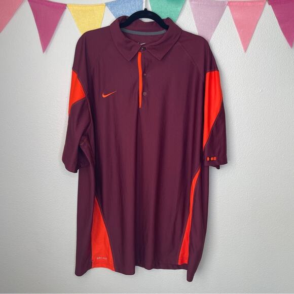 NIKE Checkdown Sideline Polo Maroon/Orange | XXL - Picture 1 of 4